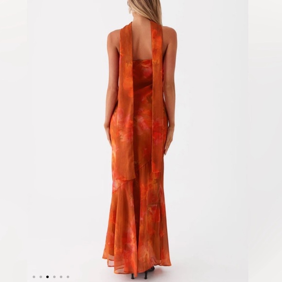 Peppermayo - Under the Pagoda Maxi Dress Amber - Strapless Orange Floral Dress - Picture 5 of 16